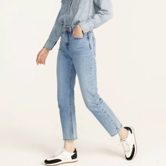 J.Crew High-Rise '90s Classic Straight Jeans Scuttle Wash Women's Size 31 BA656 - Picture 1 of 12